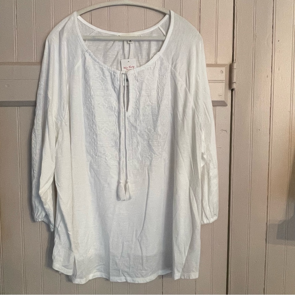 8. NWT Lucky Brand Cream Tie Front Blouse Relaxed Fit